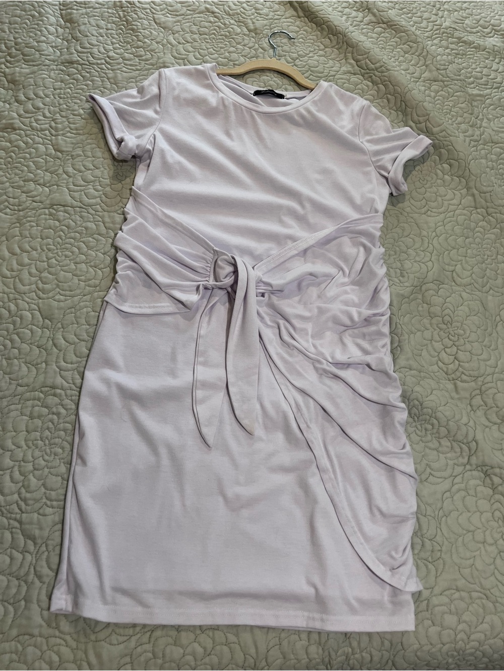 Soft Lavender Tie-Front Midi Dress